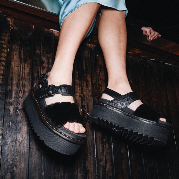 Doc Martens Voss Fluffy Heart Platform Sandals - Picture 2 of 2